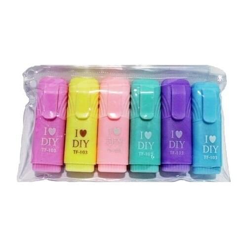 Marla Mini Highlighter Pen 6'lı Ziplock Pouch