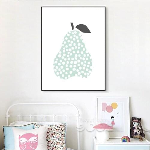 Cartoon Pear Canvas Art Print Painting Poster, Wall Picture for Children Room Decoration, Wall Decor YE149-2