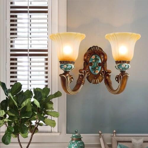 Hallway painting glass Wall Lamp led Arandela for Bedroom Aisle Bedside Wall Lights Retro Living Room Kids room wall fixtures