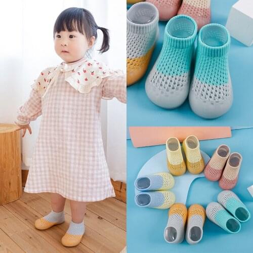 Baby Boys Girls Sock Shoes Autumn Non-slip Floor Socks Kids Soft Rubber Sole Toddler Shoes Socks Baby Socks with Rubber Soles