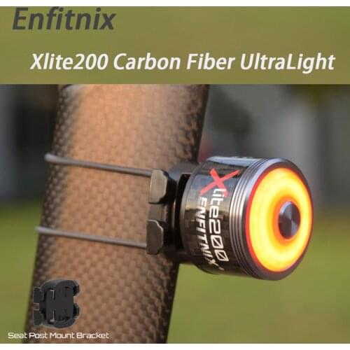 New Enfitnix Xlite200 Smart Bicycle Tail Light T600 Carbon Fiber Lightweight Ultra Bright Led Automatic Brake Warning NightLight