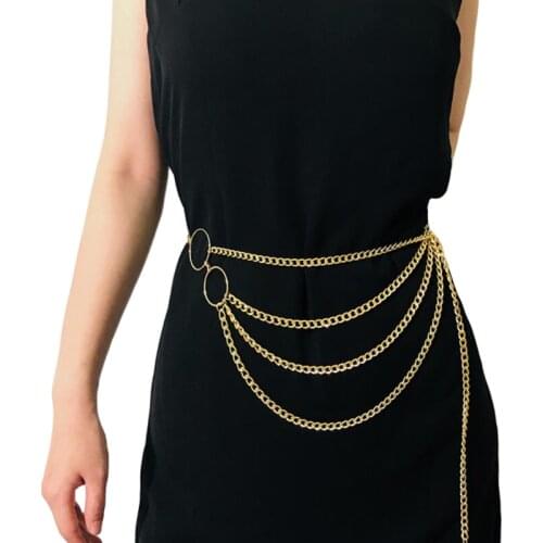 New fashion luxury designer brand chain belt for women Metal ring loop circle Multi-layer tassel waist belts Apparel accessories