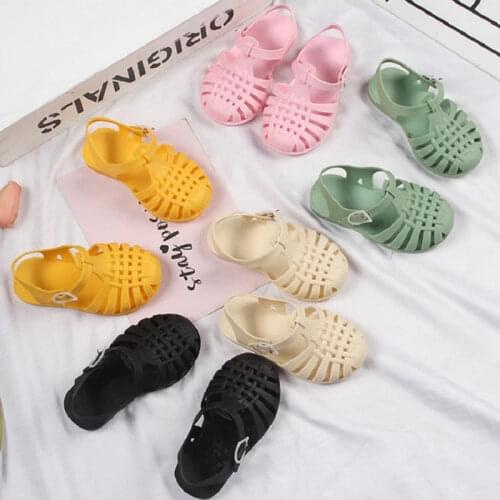 Sandals Kids Girls Cut-Outs Anti-Slippery First Warker Breathable Jelly Shoes Pvc Summer Toddler Boy Sandals Solid Cute Colorful