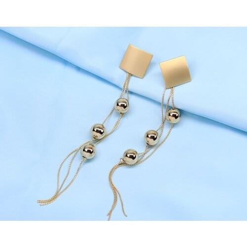 Gold Imitation Pearl Long Tassel Earrings for Women Brincos Bijoux Elegant Korean Snake Chain Fashion Earrings Wholesale Jewelry