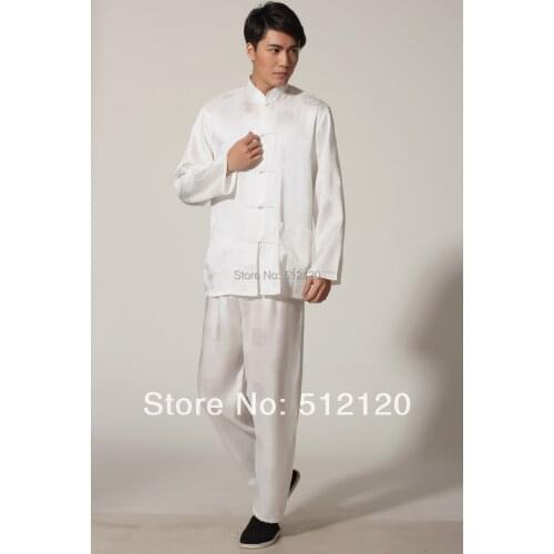 Shanghai Story Spring Tai chi suit for Men kung fu suit tradition kungfu clothing Martial Art Jacket Pants Set White