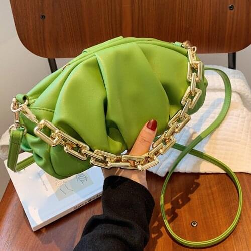 Thick Chain Crossbody Shoulder Bags For Women New Quality Soft Leather Handbags Luxury Designer Lady Underarm Clutch Bag Purses