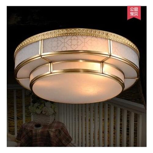 LED 110-220V Ceiling Lights Europea Copper Round The Whole Bedroom Little Sitting Room Pure Copper Dome Ceiling Lamp