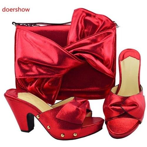 Doershow Shoes and Bags To Match Set Sale Nigerian Party Shoes and Bags To Match Italian Shoes and Bag Set for Wedding!Sbf1-50