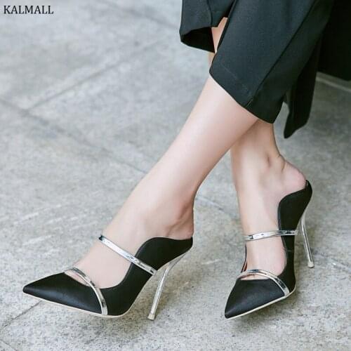 KALMALL Mixed Color Strap High Heels Shoes Sexy Pointed Toe Women Dress Shoes Stiletto Heels Women Slingback Pumps Zapatos Mujer