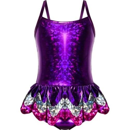 Breathable Little Girls One-piece Swimsuit Summer Children Creative Mermaid Sleeveless Suspender Swimwear for Vacation Travel