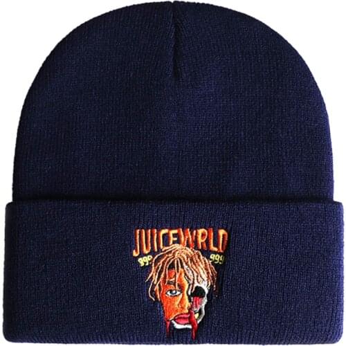 Rapper Juice Wrld 999 Beanie Embroidery Winter Hat Cotton Knitted Hat Skullies Beanies Hat Hip Hop Knit Cap Dropshipping Casual