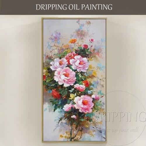 Top Artist Pure Hand-painted High Quality Peony Oil Painting Classical Chinese Flower Peony Oil Painting For Wall Decoration