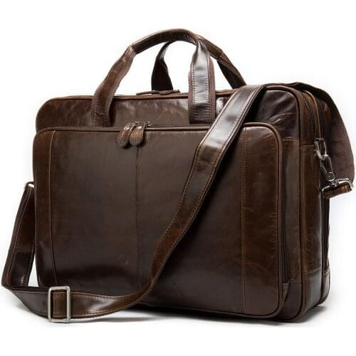 Top Grade Man Briefcase Genuine Leather Men Bag Fashion Male Shoulder Laptop Bag Handbag Business Cow Leather Mens Briefcase