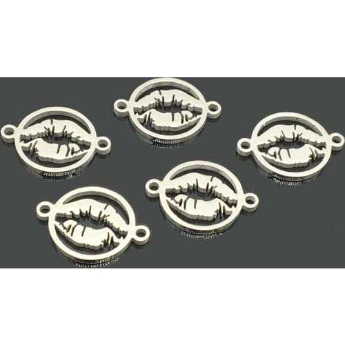 10pcs Sexy Lips Stainless Steel Wish Pendant Two Hole Stainless Steel Sexy lip Charm for Wish Bracelet Making