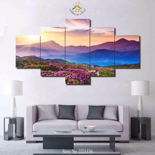 3-4-5 panels/set Full of purple wildflower Modern Home Wall Decor Canvas Picture Art HD Print Painting On Canvas For Living Room