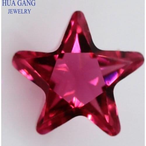 5# Rose Red Star Shape Princess Cut Loose Glass Beads Synthetic Gems For Jewelry Size 3x3~10x10mm Free Shipping