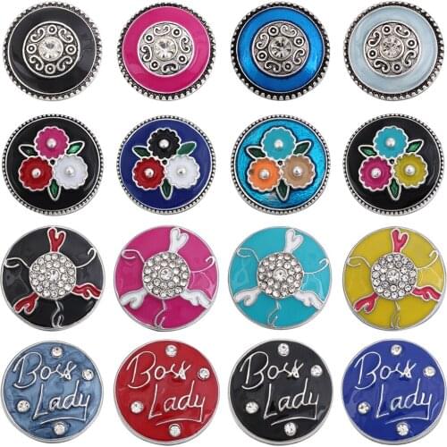 5pcs/lot Vintage Snap Button Jewelry Metal 18mm Snap Buttons Oil Painting Flower Buttons for 20mm 18mm Snap Bracelets Bangles