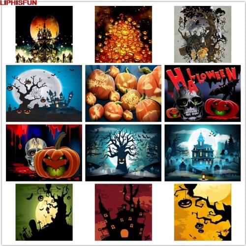 5D Full Drill Diy Diamond Painting Cross Stitch Resin Square/round Diamond Embroidery Decoration ghost pumpkin Halloween