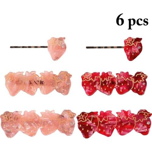 6pcs Japan Acetate Hair Clip Sweet Strawberry Hairgrip Lovely Lolita Barrette Hairpin Hair Accessories for Women Girl