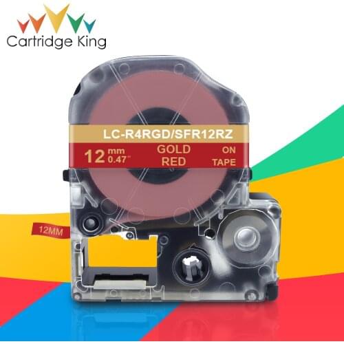 For Epson Satin Ribbon 12mm Label Tape SFR12RZ LK-4RKK Gold on Red Ribbon Compatible for Epson Label Maker LW-300 LW-400 LW-700