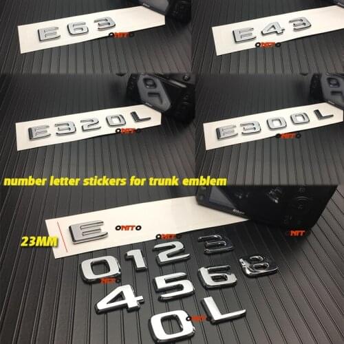 Car styling body kit Car Trunk Letters Badge Emblem for Mercedes Benz E43 E55 E63 AMG E200 E250 E300 E320 E350 E400 E180 4MATIC