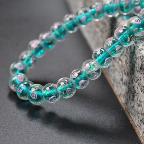 20Pieces/Lot 10mm*8mm Lampwork Glass Beads Flower Abacus Beads Teal blue Color for jewelry making