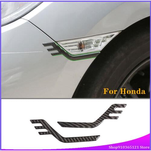For Honda Civic 2016-2019 Car Front Side Light Eyebrow Stickers Real Carbon Fiber (Soft) Car Side Light Decorative Patch