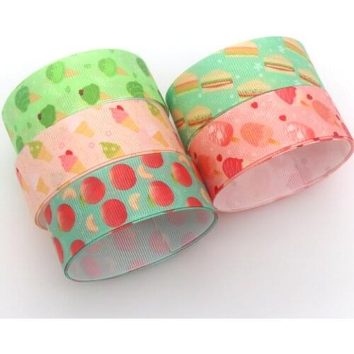 DUWES 50yards Cupcake Ice Cream Peach Printed Grosgrain Ribbon Accessory Hairbow Headwear Decoration DIY Wholesale OEM D1616