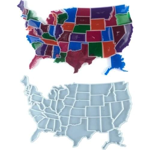 Epoxy Resin Coaster Mold US Map Shaped Silicone Concrete Mould Handmade Family Gathering Tea Coaster Home Decor