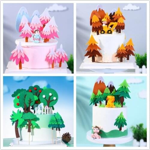 Ins Forest happy birthday Cake Toppers Kids' favorite party gifts Cake Topper Supplies for Baby Shower Cakes Dessert Decorations
