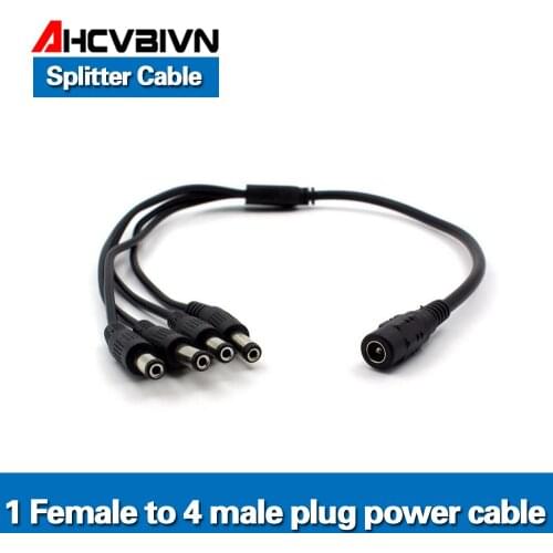 AHCVBIVN 4 in 1 DC power splitter cable for CCTV power adapters,1 female to 4male,female connector size 2.1*5.5mm