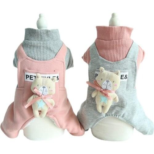 Cute Dog Jumpsuit Small Dog Clothes Winter Pet Coat Garment Chihuahua Yorkshire Pomeranian Shih Tzu Maltese Bichon Clothing 2021