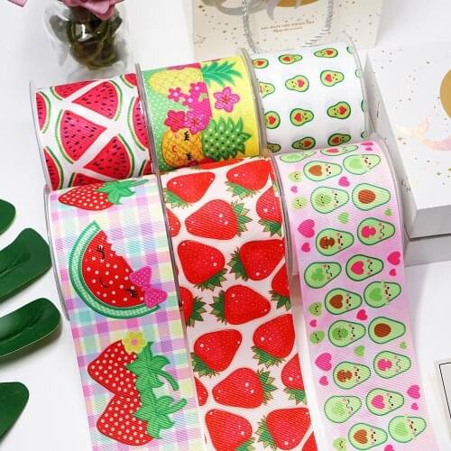 5yards Fruits Printed Grosgrain Ribbon For Crafts DIY Hair Bows Birthday Decoration21374
