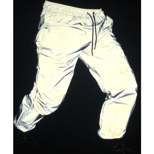 Fashion Mens Trousers Sweatpants 3M Reflective Pants FluorescentHip Hop Pants Casual Sports Night Light Joggers Streetswear