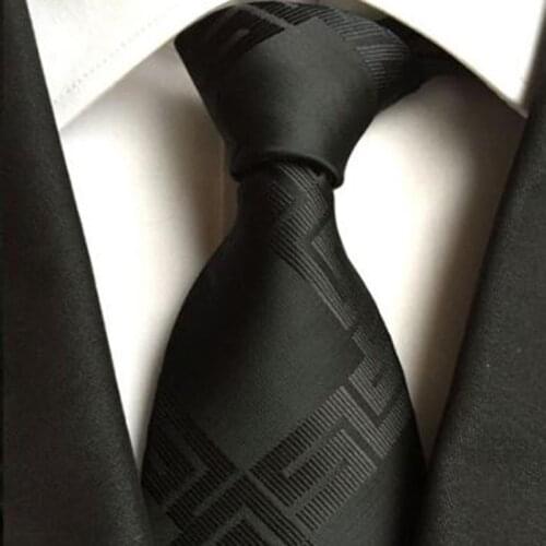 Men Classic Black Woven Jacquard Business Tie Casual Neck Tie Business Accessory