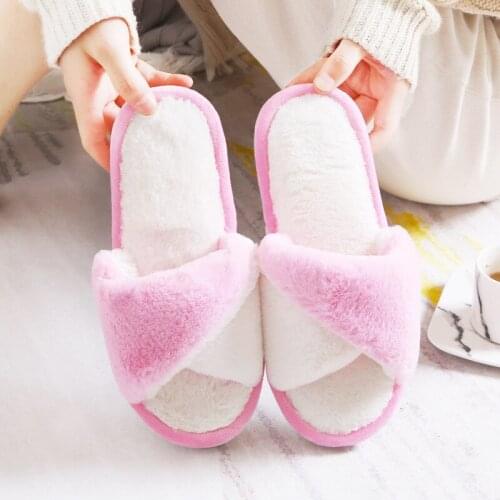 2021 Winter New Womens Slippers, Flat Shoes, Home Plush Cotton Slippers, Womens Non-slip Warm Slippers Furry Slides