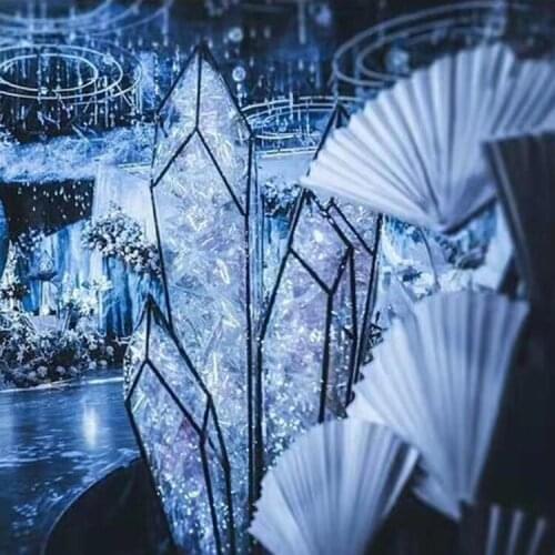 New wedding props glacier road lead welcome area ornaments lights wedding stage background blue ocean theme