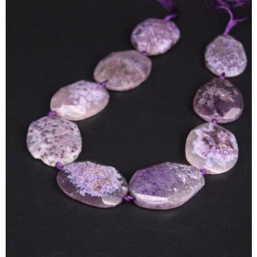 Approx9PCS/strand Light Purple Large Size Raw Agates Faceted Nugget Slice Pendant Beads,Natural Stone Cut Slabs Jewelry Making