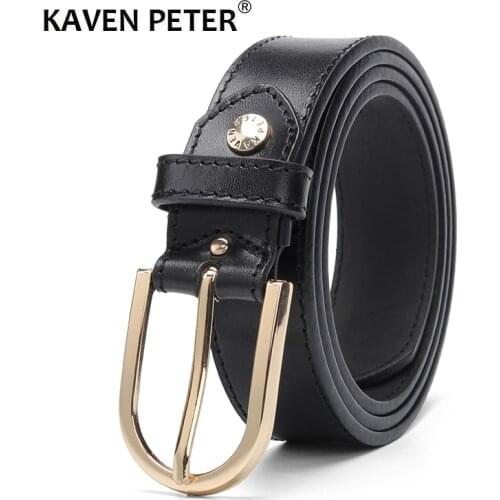 Luxury Women Genuine Leather Belt Italian Leather For Women Pin Buckle Female Cowskin Black Belt 100% Leather High Quality
