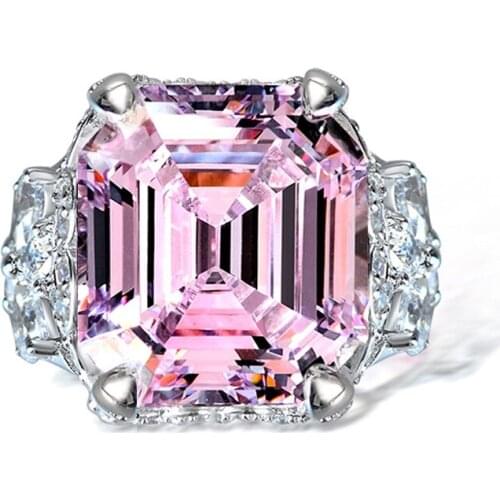 Luxury 10ct Pink Moissanite Diamond Ring 100% Original 925 sterling silver Wedding band Rings for Women Bridal Promise Jewelry