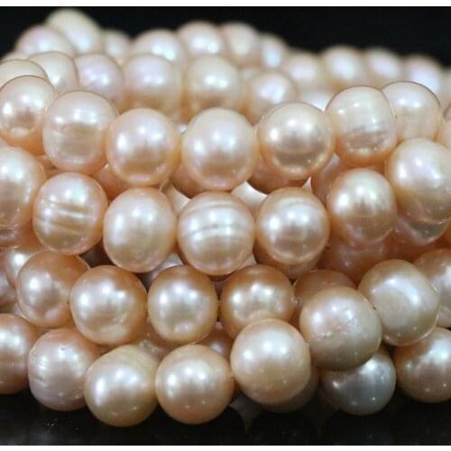 Shining freshawater natural orange round pearl 9-10mm making for Pearls Bracelets Necklace loose beads jewelry 15inch B1397