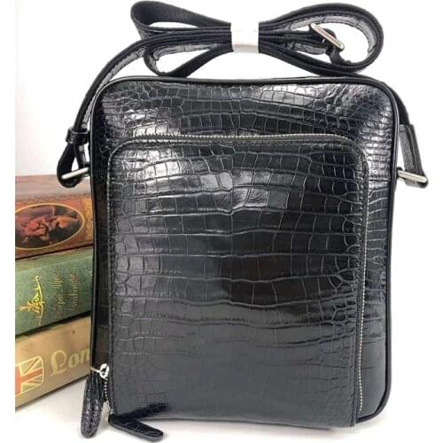 2020 SS Genuine Leather mens crossbody bags Luxury Real Crocodile front zipper pocket cross body bag shoulder bags men