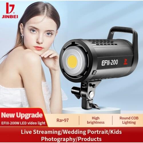 JINBEI EFIII-200 LED Video Light 5500k±200k Ra 97 Live Youtube Video Portrait Photography Fill Light Equipment with Reflector