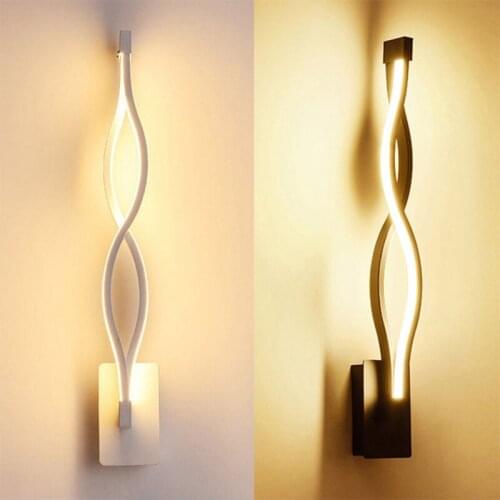 Led Wall Lamp Three-color Variable Light Wave Strip Living Room Passage Corridor Decoration Bedroom Bedside Room Decor Luminaire