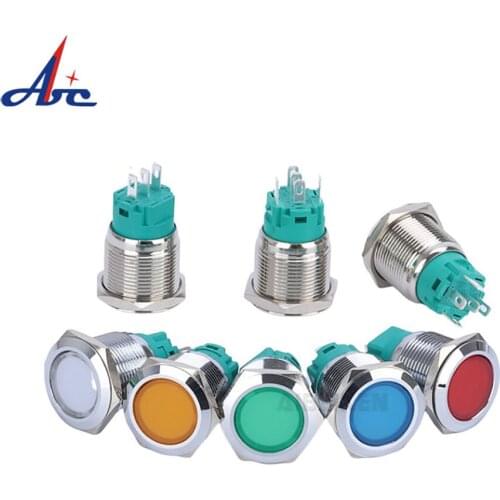 Full-Illuminated LED Waterproof Metal Push Button Switch With Latching Momentary 5 PIN 1NO1NC