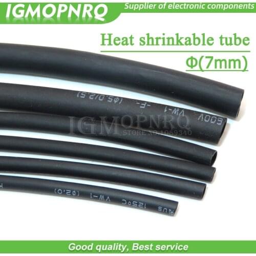 2 Meters High quality Black 7mm Heat Shrink Heatshrink Heat Shrinkable Tubing Tube Sleeving Wrap Wire Black Color