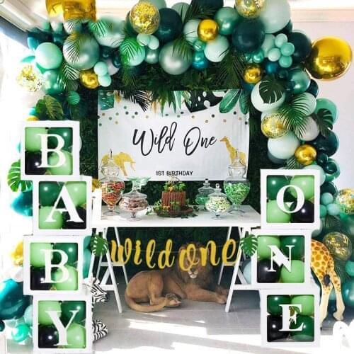 Wild One Birthday Party Balloons Jungle Safari Party Forest Decoration Kids First 1st Birthday Safari Jungle Party Supplies