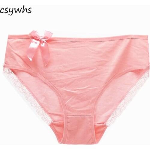 CSYWHS Plus Size Women lace Briefs Sexy Underwear mid rise Big Size Panties Cotton Knickers Female Intimates Lingerie 1pc