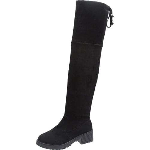 Female Knee High Boots Women Flock Leather Comfortable Winter Boots Women Long Boots Black Wine Red Gray Knee Boots 2021