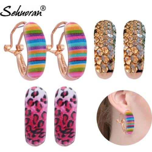 Sehuoran Oorbellen BOho Pendientes Mujer Moda 2018 Tiger Image Print Woman Earrings For DIY Designer HandMade Accessories